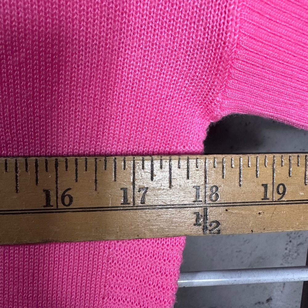 Lilly Pulitzer Womens Pink Ruffle Hem Ribbed 3/4 Sleeve Knit Sweater Top Size M - Picture 4 of 7